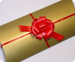 Gold Gift Box with Red Ribbon
